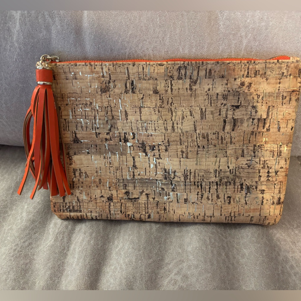 Mary Kay Cork and Orange Tassel Makeup Bag